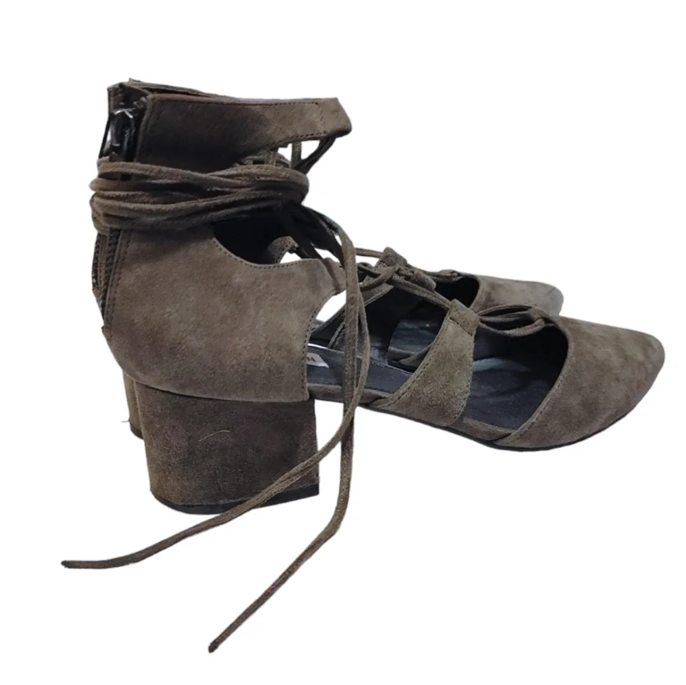Steve Madden Gray Suede Lace Up Pointed Toe Heels Women's Size 9.5